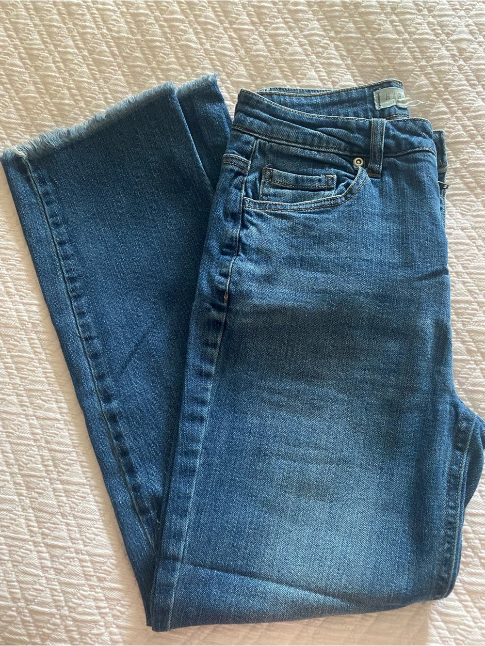 High Rise Straight Distressed Jeans